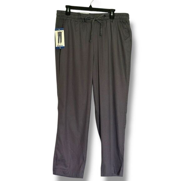 32 Degrees Cool Womens Linen Blend Crop Pants Size L Gray Beachy Coastal NWT - Picture 1 of 10